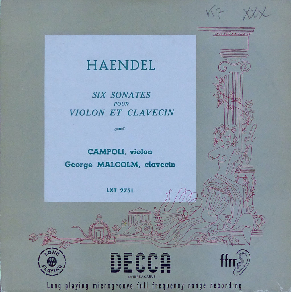 Campoli/Malcolm: Handel 6 Violin Sonatas - Decca LXT 2751