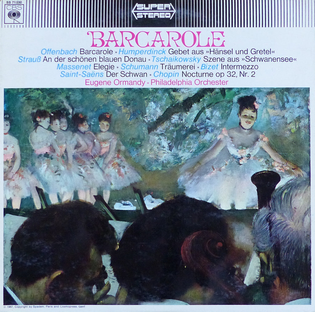 Ormandy: "Barcarole" (Chopin, Massenet, et al.) - CBS SS 71030