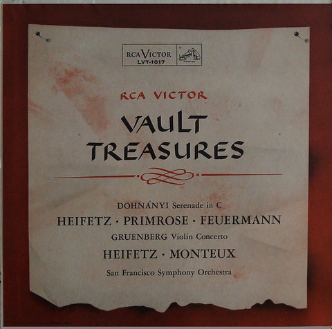 LP - Heifetz: Gruenberg Concerto + Dohnanyi (w/ Feuermann & Primrose) - RCA LVT-1017