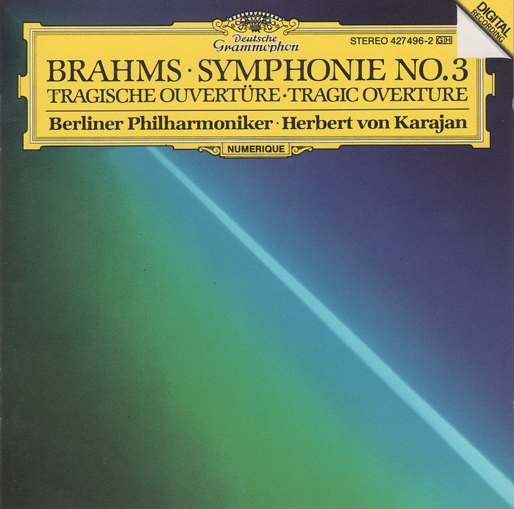 Karajan: Brahms Symphony No. 3 + Tragic Ov. - DG 427 496-2 (DDD)