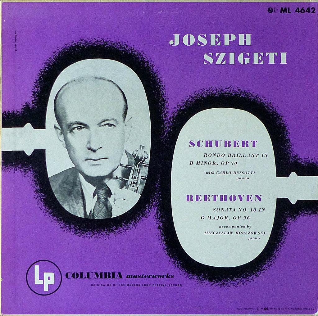 Szigeti: Beethoven Sonata Op. 96 + Schubert - Columbia ML 4642